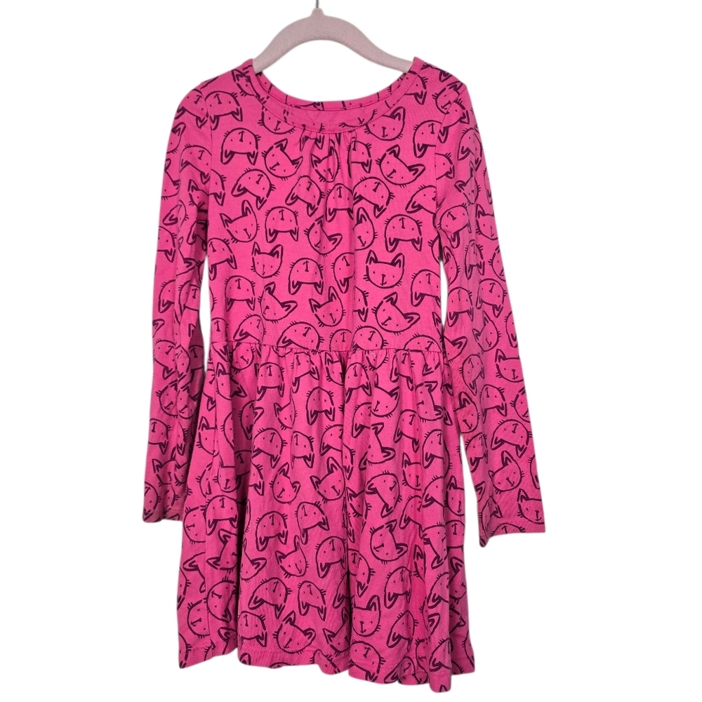Circo Cat Print Pink Long Sleeves Girls Dress S (6/6X)